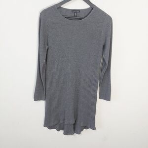 Eileen Fisher Gray Ribbed Knit Sweater Dress Size Small Crewneck High Low Tunic